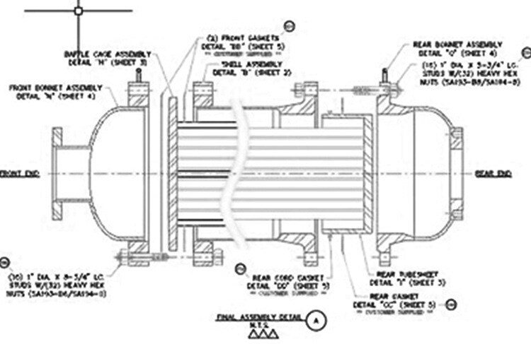 Shell & Tube Heat Exchanger 2D Drafting Services